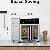 Kitchen Elite Air Fryer French Door Oven,15.8 Qt Toaster Oven Countertop Combo,18 Presets & 1 Preheat & Light, Airfryer Basket,Wire Rack,Baking Pan,Crumb Tray,Compact Design,Stainless Steel,Small - Image 6
