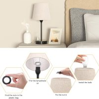 Mini Bedside Lamps for Bedrooms Set of 2 - Nightstand Bedroom Lamps with USB C Port and AC Outlet Charging, Dimmable Touch Small Bed Side Table Lamp, Black Night Stand Light for Kids/Guest Room - Image 7