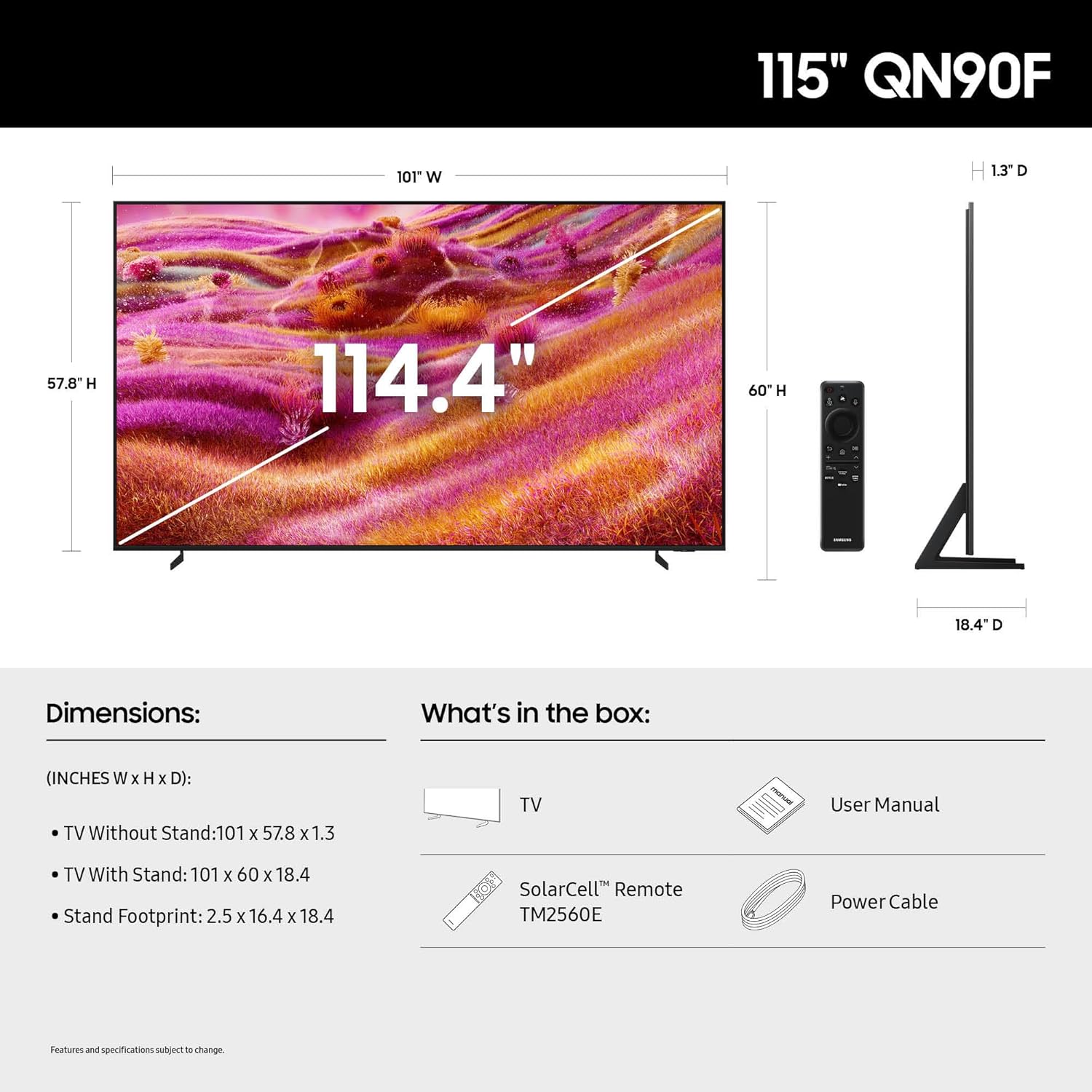 SAMSUNG 115-Inch Class Neo QLED 4K QN90F Series, Vision AI, Mini LED Smart TV (2025 Model, 115QN90F) Neo Quantum HDR+, Object Tracking Sound+ w/Dolby Atmos, Glare Free, Gaming Hub, Alexa Built-in - Image 2