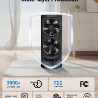 Personal Tower Cooling Fans that Blow Cold Air, Standing Small Desk Fan with 3 Speeds & Timer, 60° & 110° Oscillating Table Fan, Quiet and Safe Electric Floor Fan for Bedroom, Bedside, Home, Office - Image 7