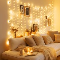 Minetom Curtain Lights, 300 LED Dimmable Fairy Lights with Remote and Timer, 8 Modes, USB Powered String Lights for Room Wall Party Xmas Indoor Decor, Warm White - Image 6