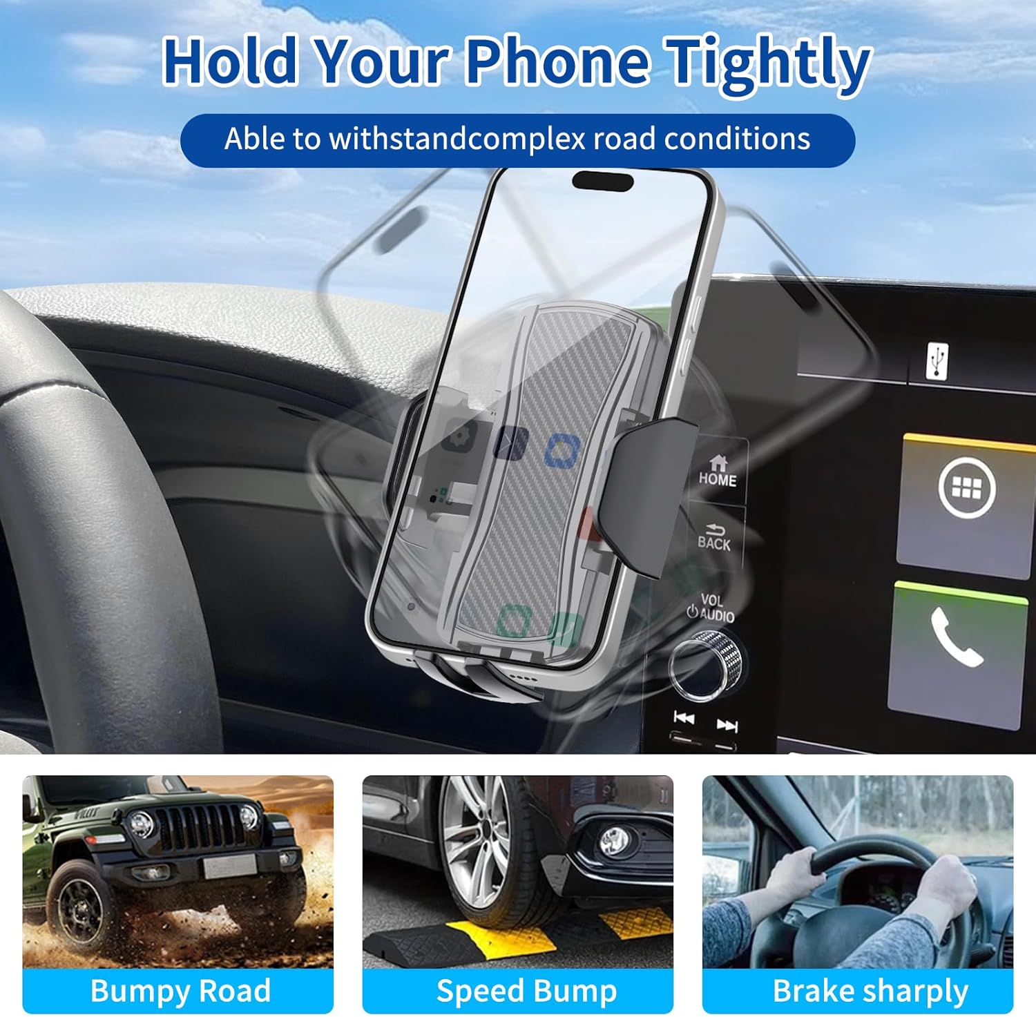 Car Phone Mount Fit for Honda HR-V 2023 2024 2025 Phone Holder Navigation, for HRV Cellphone Mobile Cradle Auto Accessories Bracket Anti-Shake, 360 Degree Rotation, Compatible for All Cell Phones - Image 4