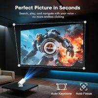 [ Built-in Google TV & Voice Control] WISHOLY Mini Projector with WiFi and Bluetooth, Built-in Streaming Apps, Portable Movie Projector 4K with 180° Rotatable for Outdoor, Home Theater, Movie Night - Image 5