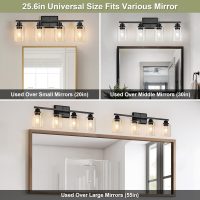 Unicozin Modern Bathroom Light Fixtures, 4 Light Vanity Lights Over Mirror, Black Wall Lamp with Clear Glass for Living Room Cabinet Bedroom Porch - Image 6
