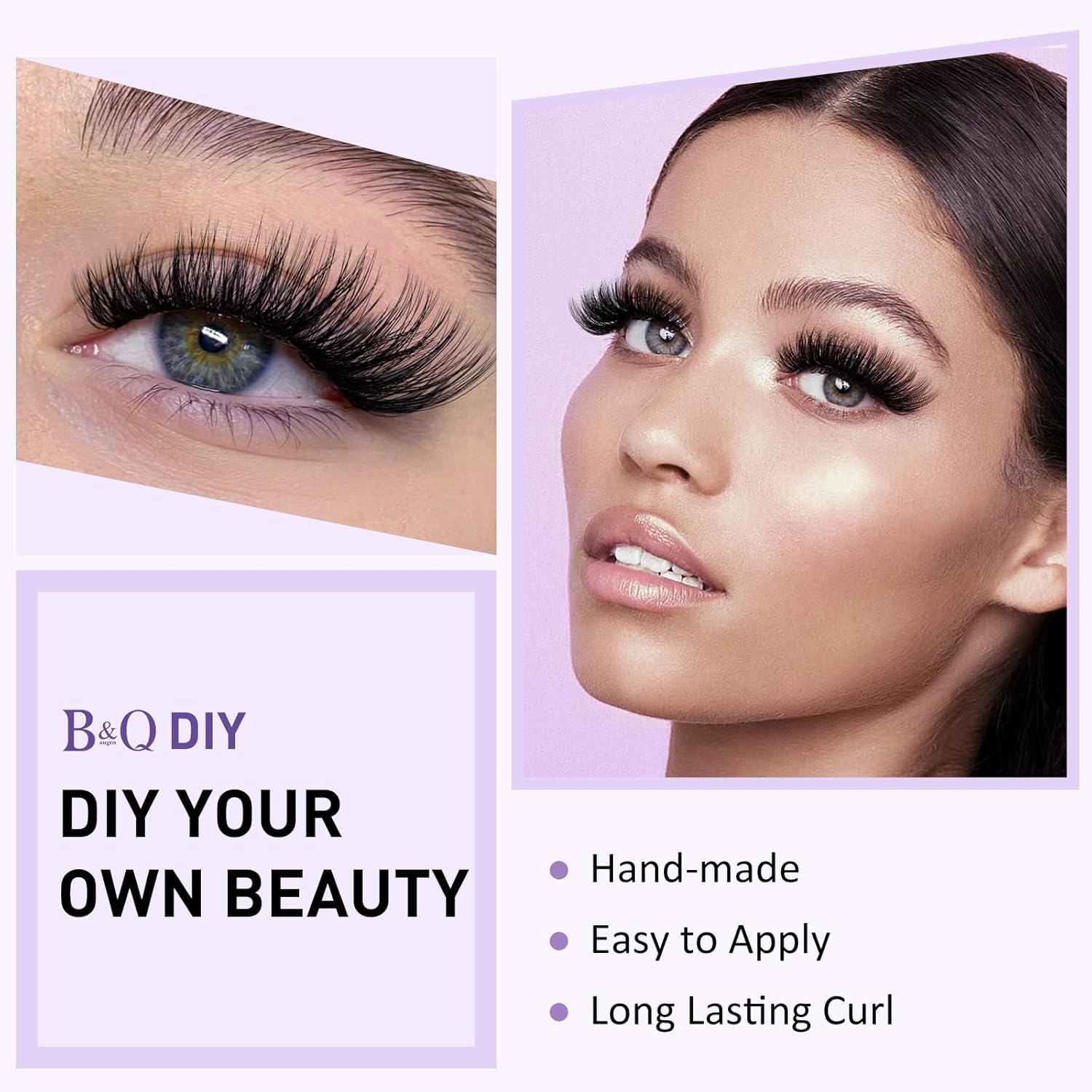 B&Q Lash Clusters Wispy B02, Eyelash Clusters 72PCS Cluster Eyelash Extensions, D Curl Lash Cluster 8-16mm Natural Individual Lashes Volume False Eyelashes Clusters with Soft Band(B02-D-8-16MIX) - Image 5