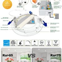 zouzai 12 Pack 4 Inch 5CCT Ultra-Thin LED Recessed Ceiling Light with Junction Box, 2700K/3000K/3500K/4000K/5000K Selectable, 9W Eqv 80W, Dimmable, led can Lights - ETL and Energy Star Certified - Image 6