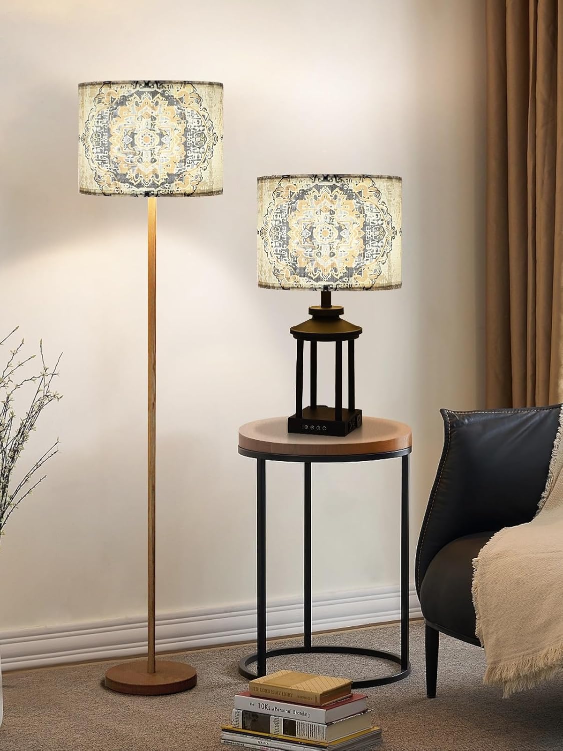 Fabric Round Drum Lamp Shades, 13x13x10in Moroccan Trellis Lamp shade, Boho Lampshade Fit Spider, Farmhouse Lamp Shades for Table Lamps, Rustic for Floor Lamps, 1 Pack - Image 7