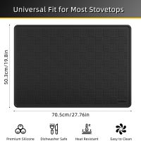 28x20 Inch Stove Top Cover for Electric & Glass Top Stoves, Heat-Resistant Thick Silicone Stove Mat, Multi-Use Dish Drying Countertop Protector (Black) - Image 2
