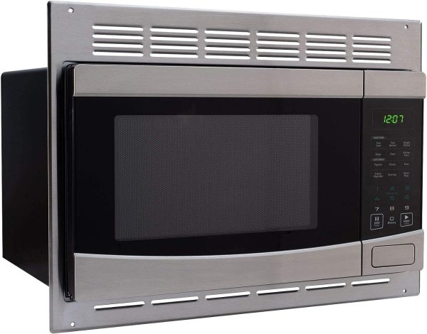 RV Stainless Steel Microwave Oven with Turntable - 1.0 Cu. Ft. Capacity | Includes Trim Kit for Easy Installation & Stylish Finish