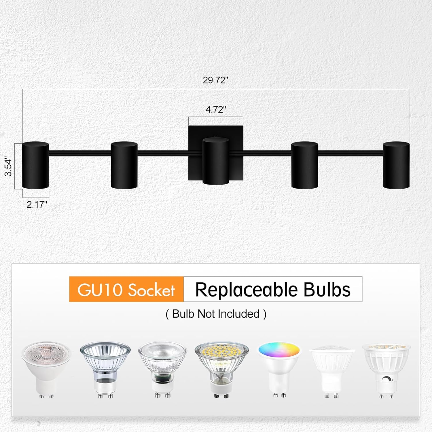 BoostArea Track Lighting Kit, Kitchen Lighting Fixtures Ceiling, 5 way Ceiling Spot Lights, Rotatable Light Heads, Modern Track Lighting Fixtures Ceiling for Bedroom/Living Room,GU10 Bulb Not Included - Image 3