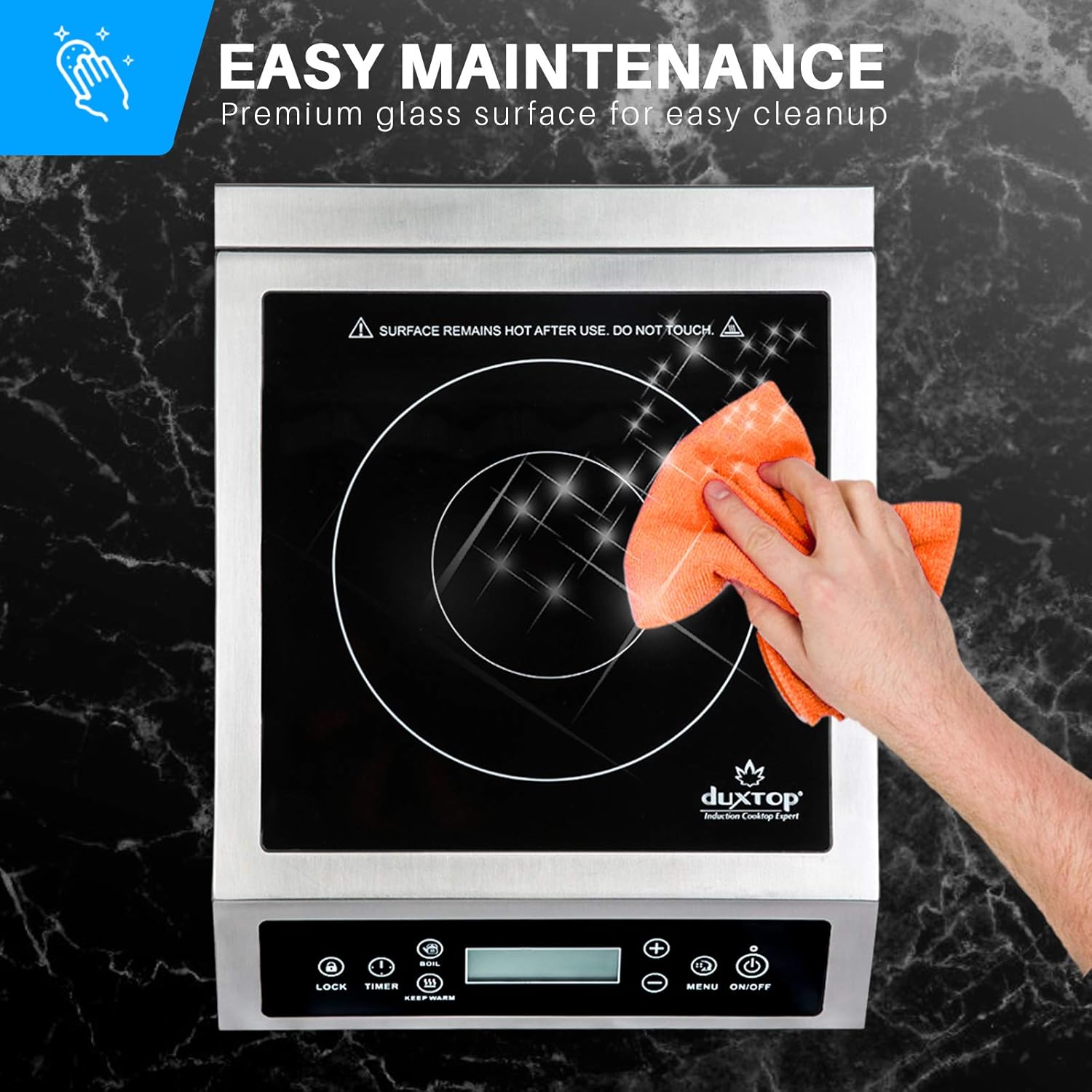 Duxtop Professional Portable Induction Cooktop, Commercial Range Countertop Burner, 1800 Watts Induction Burner with Sensor Touch and LCD Screen, P961LS/BT-C35-D, Silver/Black - Image 8