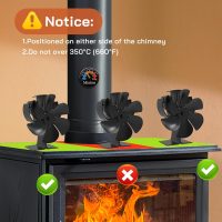 Wood Stove Fan Heat Powered | Non Electric Heat Activated Fan for Wood Burning Stove/Log Burner | Thermoelectric Fireplace Fan| w/Stove Accecories Thermometer - Image 8