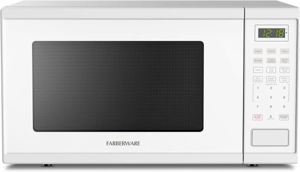 Farberware 1.1 Cu. Ft. 1000-Watt Microwave Oven Digital Control, 10 Power Levels, One-Touch Cooking, Defrost, Child Safety Lock, White