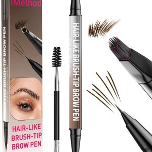 iMethod Eyebrow Pen - Eyebrow Pencil,2-in-1 Eyeliner Dual-Ended Microblading Eyebrow Pencil Long Lasting Waterproof Hair-Like Brow Pencil,with Eyebrow Brush,Eyebrow Pencils for Women,DarkBrown