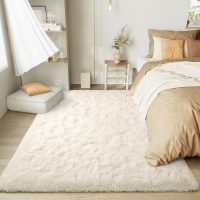 LOCHAS Ultra Soft Indoor Modern Area Rugs Fluffy Living Room Carpets for Children Bedroom Home Decor Nursery Rug 4x6 Feet, White - Image 2