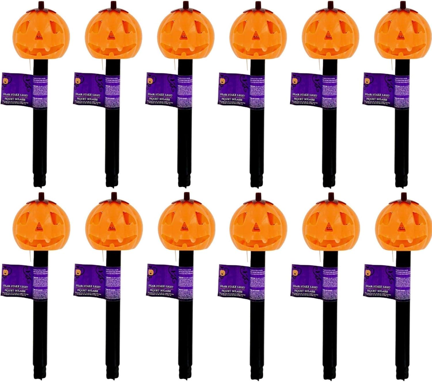 Greenbrier International Halloween Spooky Solar Lights Outdoor Waterproof Security Lights Easy Install Garden Lights for Garden Path Walkway Light (12, JackoLantern Pumpkin)