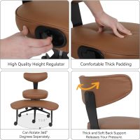 ELECWISH Meditation Chair, ADHD Chair for Adults with Wing Back Support, Criss Cross Kneeling Yoga Desk Office Use with Wheels, Height Adjustable seat and Leg Rest, Brown - Image 5