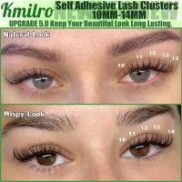 Self Adhesive Eyelashes 10-14mm Natural Self Adhesive Lash Clusters Wispy Press on Lashes No Glue Needed 120Pcs Pre Glued Lashes Clusters Reusable DIY Eyelash Extensions Kit with Tweezers, by Kmilro - Image 2