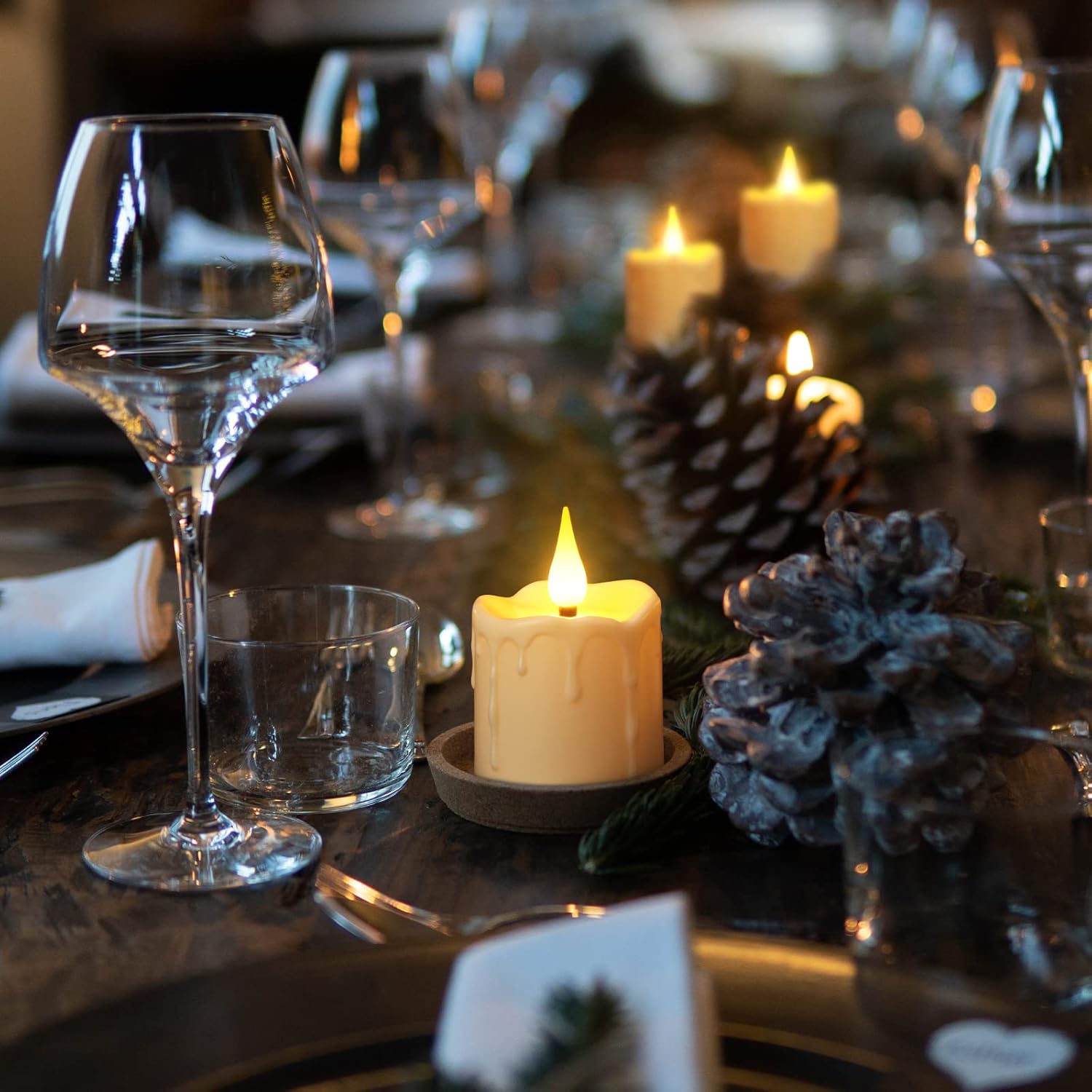 FREEPOWER Rechargeable Flameless LED Votive Candles with Timer Remote - 2'' x 3'' Waterproof Flickering Tealights Candle - Battery Operated Pillar Candles for Wedding, Party and Holiday Decor - 6PCS - Image 7