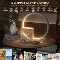Vivilumens Sunrise Alarm Clock for Heavy Sleepers Adults, Wake-up Light, Sleep Aid 10 White Noise Sound Machines with 30/60/90 Timer, 3 Level Dimmable Touch Table Lamp with Snooze USB Charger Port - Image 4