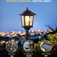 PASAMIC 63" Solar Lamp Post 2Pack, Outdoor Lights Waterproof, Pole Lights Outdoor, Floor Lamp for Patio, Warm White, Replaceable Bulb - Image 5
