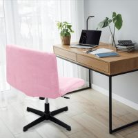 Armless Chair Slipcover Criss Cross Wide Seat Task Chair Cover Super Soft Velvet Stretch Removable Armless Chair Slipcover Dustproof Protectors (Pink) - Image 6