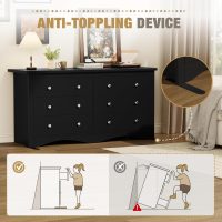 YESHOMY Dresser for Bedroom with 6 Drawers, Modern Chest of Drawers, Wooden Dressers, TV Stand for Living Room,Closet, Hallway (Black) - Image 3