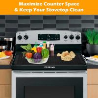 Electric Stove Top Covers, Heat Resistant No Crease Ceramic Glass, Induction, Cook Top, Flat RV Range Covers Protector, Oven, XL Dish Drying Mat for Kitchen Appliances - Black - Image 2