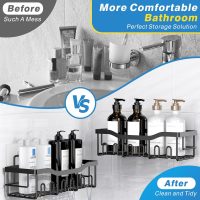 EUDELE Adhesive Shower Caddy, 5 Pack Rustproof Stainless Steel Bath Organizers With Large Capacity, No Drilling Shelves for Bathroom Storage & Home Decor-XL Size - Image 3