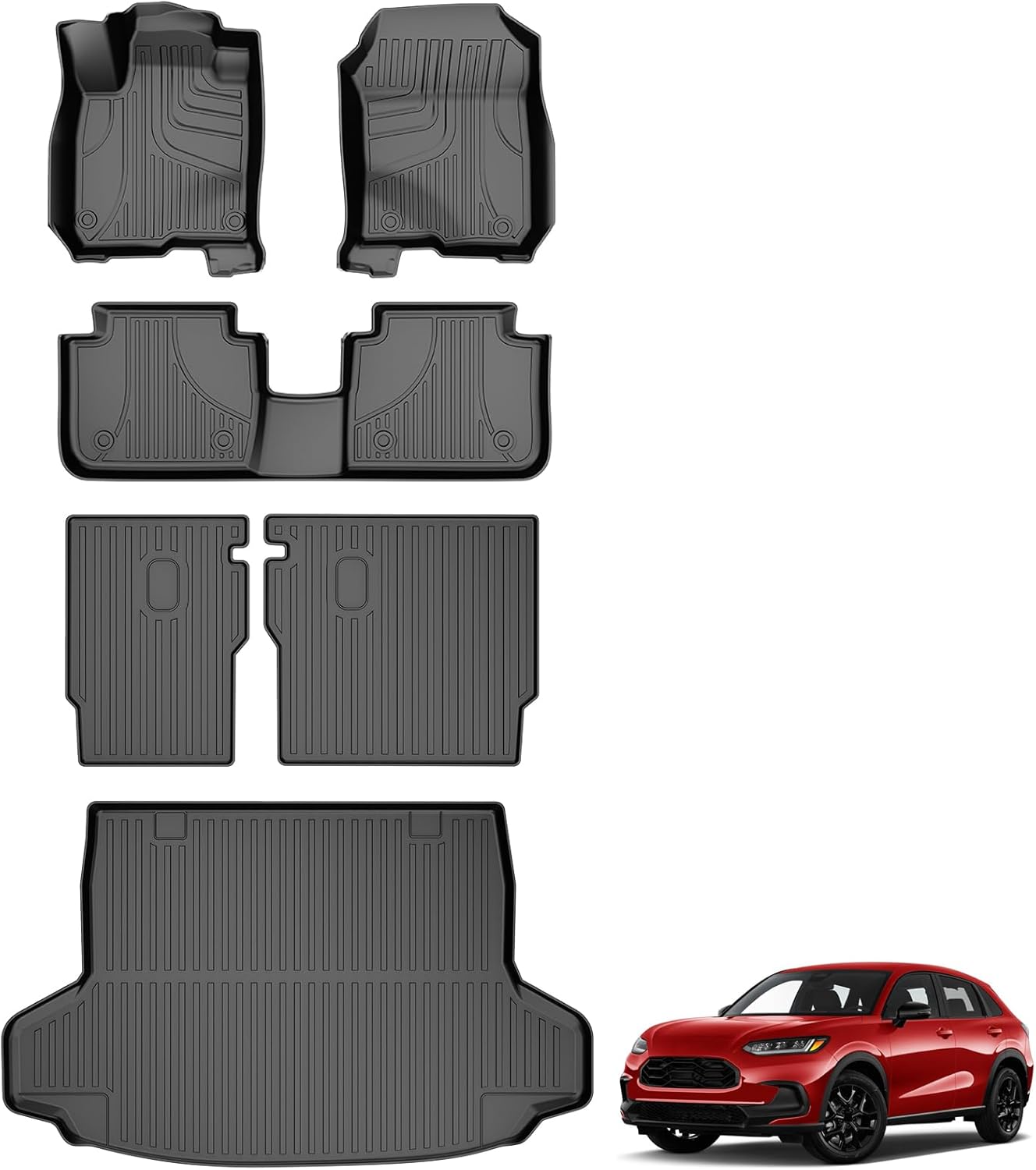 Floor Mats & Cargo Liner & Backrest Mat Custom Fit for Honda HRV 2026 2025 2024 2023 (Include Hybrid) and Acura ADX 2025: All Weather TPE Floor Mats for HR-V Floor Liner Accessories