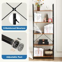 DUMOS 5 Tiers Bookshelf, Classical Modern Book Shelf, Tall Display Shelves in Living Room/Home/Office, Storage Organizer for CDs/Books/Movies, Rustic Brown - Image 5