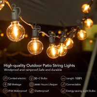 Brightown Outdoor String Lights - 100 FT Patio Lights with 50 LED G40 Globe Plastic Bulbs, All Weatherproof Connectable Commercial Hanging Light for Outside Backyard Porch Cafe - Image 3