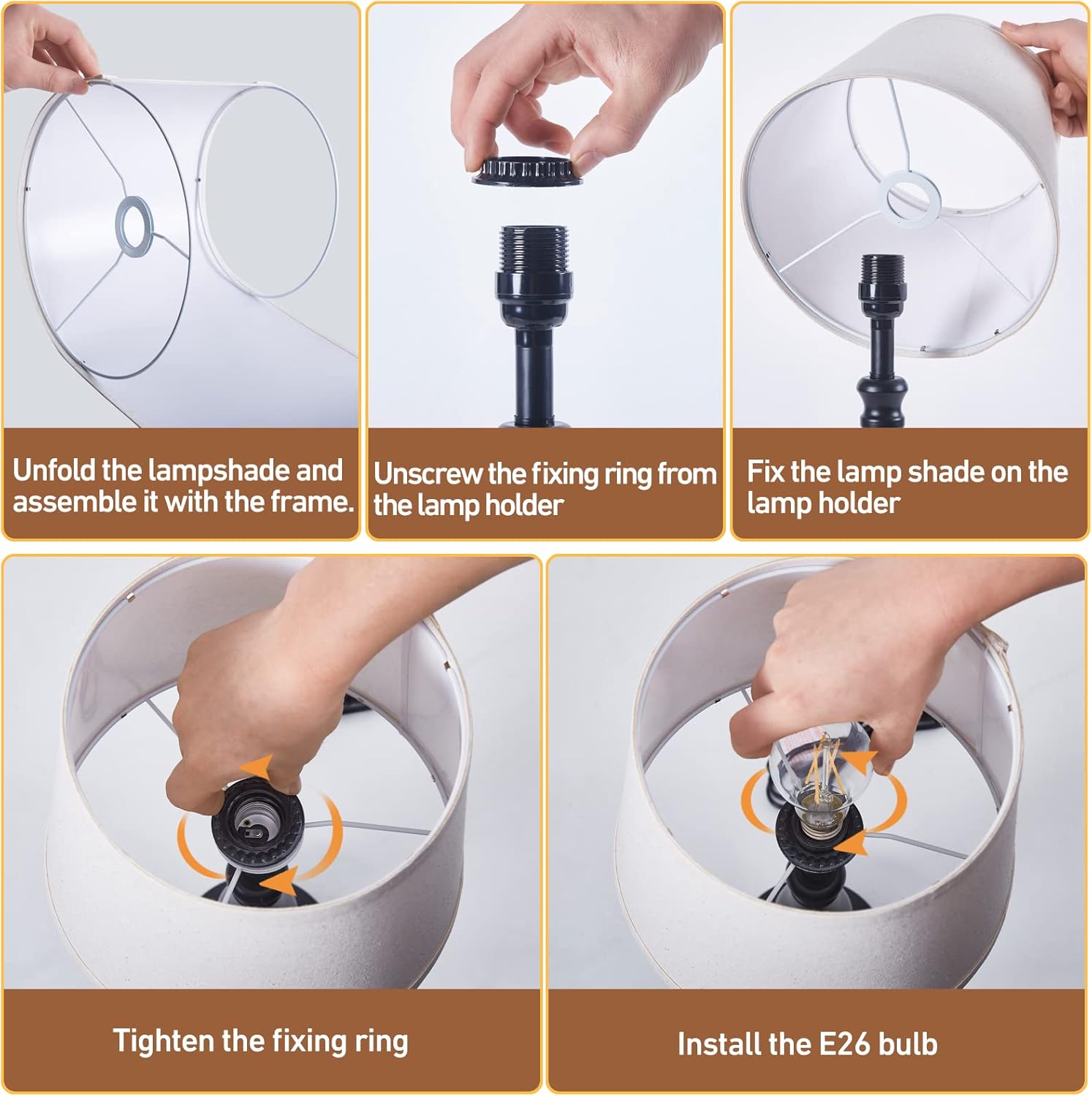 Lamps for Bedroom Set of 2,Touch Bedside Table Lamp with USB C+A Ports,3 Way Dimmable Nightstand Lamps with Round Fabric Linen Lampshade for Living Room Reading Bed Side End Table,Bulbs Included - Image 7