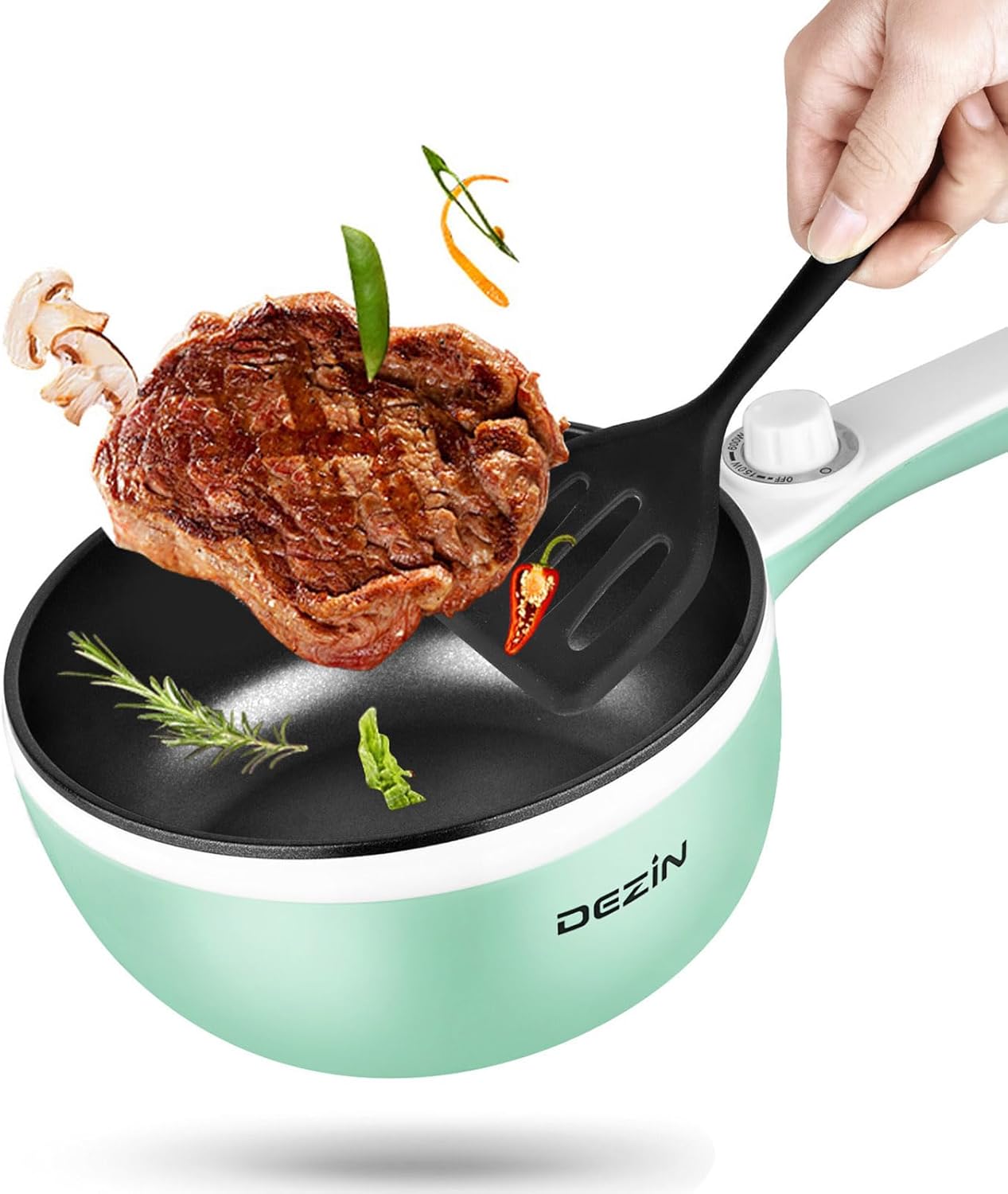 Dezin Hot Pot Electric Upgraded, Non-Stick Sauté Pan, Rapid Noodles Electric Pot, 1.5L Mini Portable Hot Pot for Steak, Egg, Fried Rice, Ramen, Oatmeal, Soup with Power Adjustment - Image 9