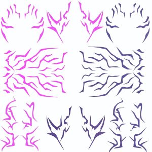 Purple Temporary Tattoo Stickers – 4 PCS Purple Tattoos and 4PCS UV Fluorescent (Under Altraviolet Lamps) Temporary Tattoos Realistic Waterproof Body Art for Cosplay, Halloween, and Party Makeup