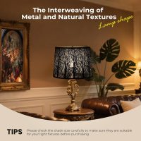 Large Lamp Shade, Metal Lampshade, drum lamp shades,replacement lamp shades For Table Lamp Floor Lamps,Gothic Style Lamp Shade,12x14x10 inches, Tree Pattern Design, Black and Bronze. - Image 4