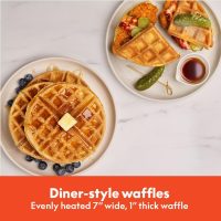 bella Flip-n-Store Waffle Maker with EverGood™ Ceramic Nonstick Coating, Fits-anywhere™ Kitchenware, Power Indicator Light, Cool Touch Handle & Cord Wrap, 7” Wide & 1" Deep Plates, 1000 Watt, Oatmilk - Image 5