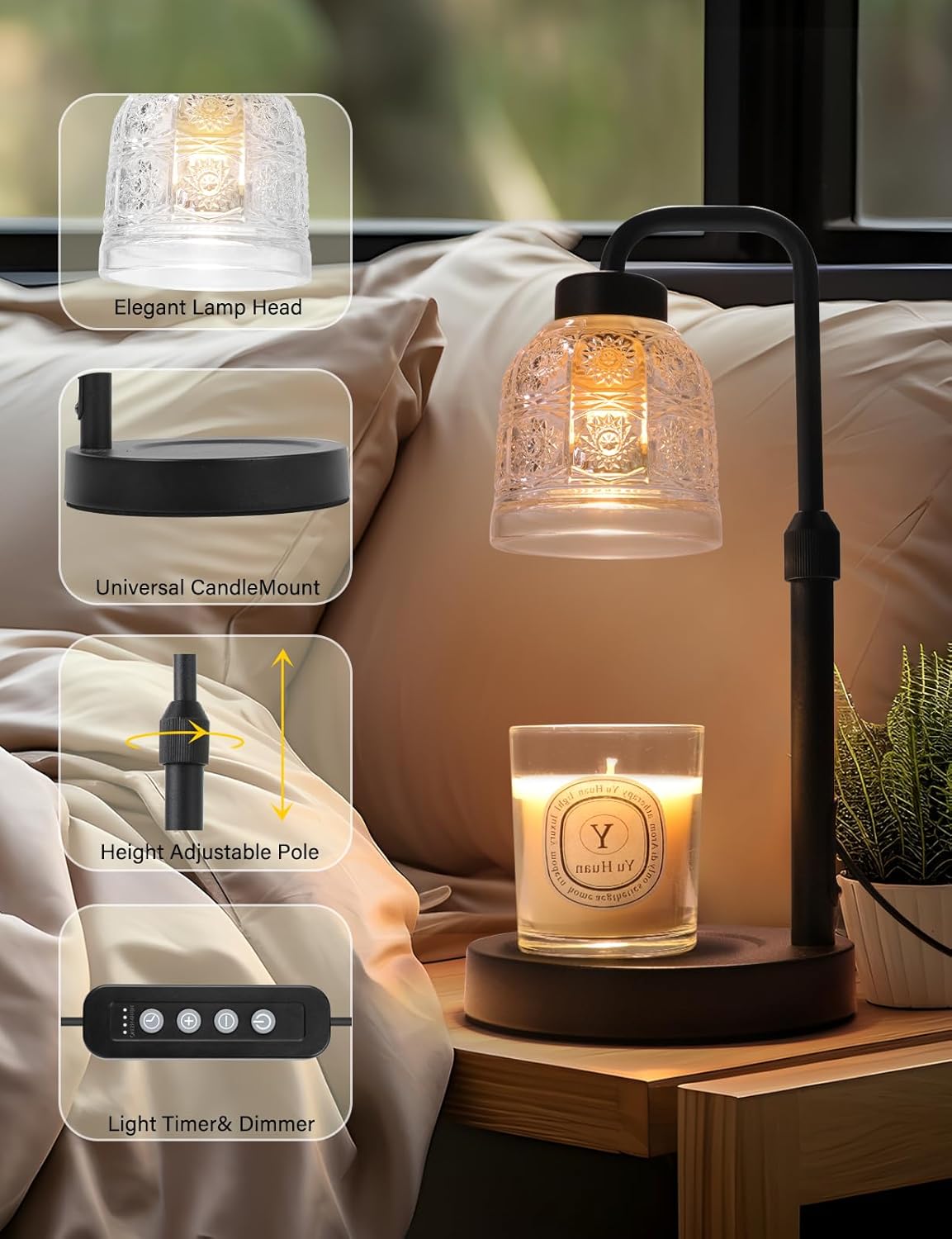 Candle Warmer Lamp with Timer Dimmable, Adjustable Lamp Candle Warmer, Birthday Gifts for Women Mom, Wax Warmer Lamp for Scented Jar, House Warming Gifts New Home Decor - Image 5