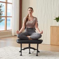 Bestier Meditation Chair with Wider Bentwood Back Support, Ergonomic Cross Legged Office Chair for Adults up to 300 lbs, 360° Swivel Adjustable Height for Multi Position (Contemporary Bentwood, Black) - Image 5