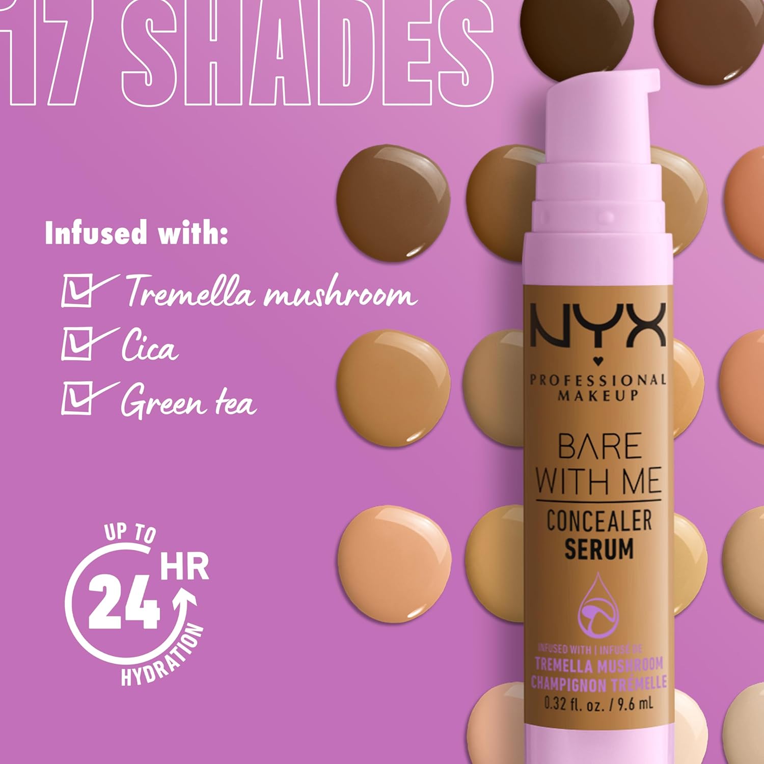 NYX PROFESSIONAL MAKEUP Bare With Me Concealer Serum, Concealer Makeup For Up To 24Hr Hydration - Beige - Image 5
