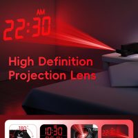 Projection Alarm Clock, Digital Clock with 180° Rotatable Projector, 5-Level Brightness Dimmer, Clear LED Display, USB Charger, Progressive Volume, 9mins Snooze,12/24H, for Bedroom - Image 3