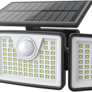 2500LM Solar Lights Outdoor with Motion Sensor,3 Head 270° Wide Angle Street Area Lights,IP65 Waterproof Security Lighting with 3 Modes(Non-Remote,1 Pcs)