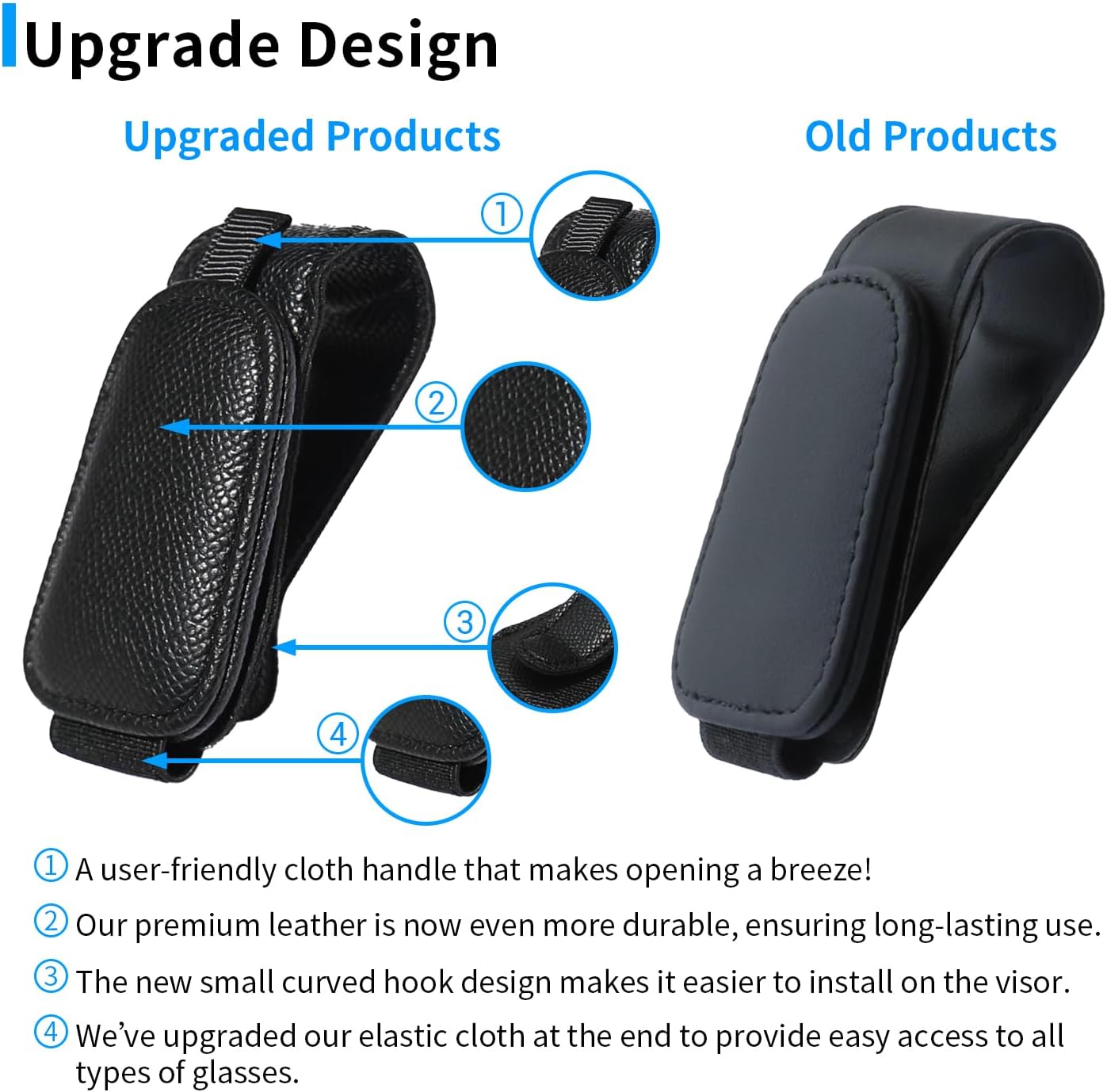 Yuoyar 2 Packs Magnetic Sunglass Holder for Car Visor - Universal Sunglasses Clip for Different Size Eyeglasses - Convenient Interior Car Accessories (Black) - Image 2