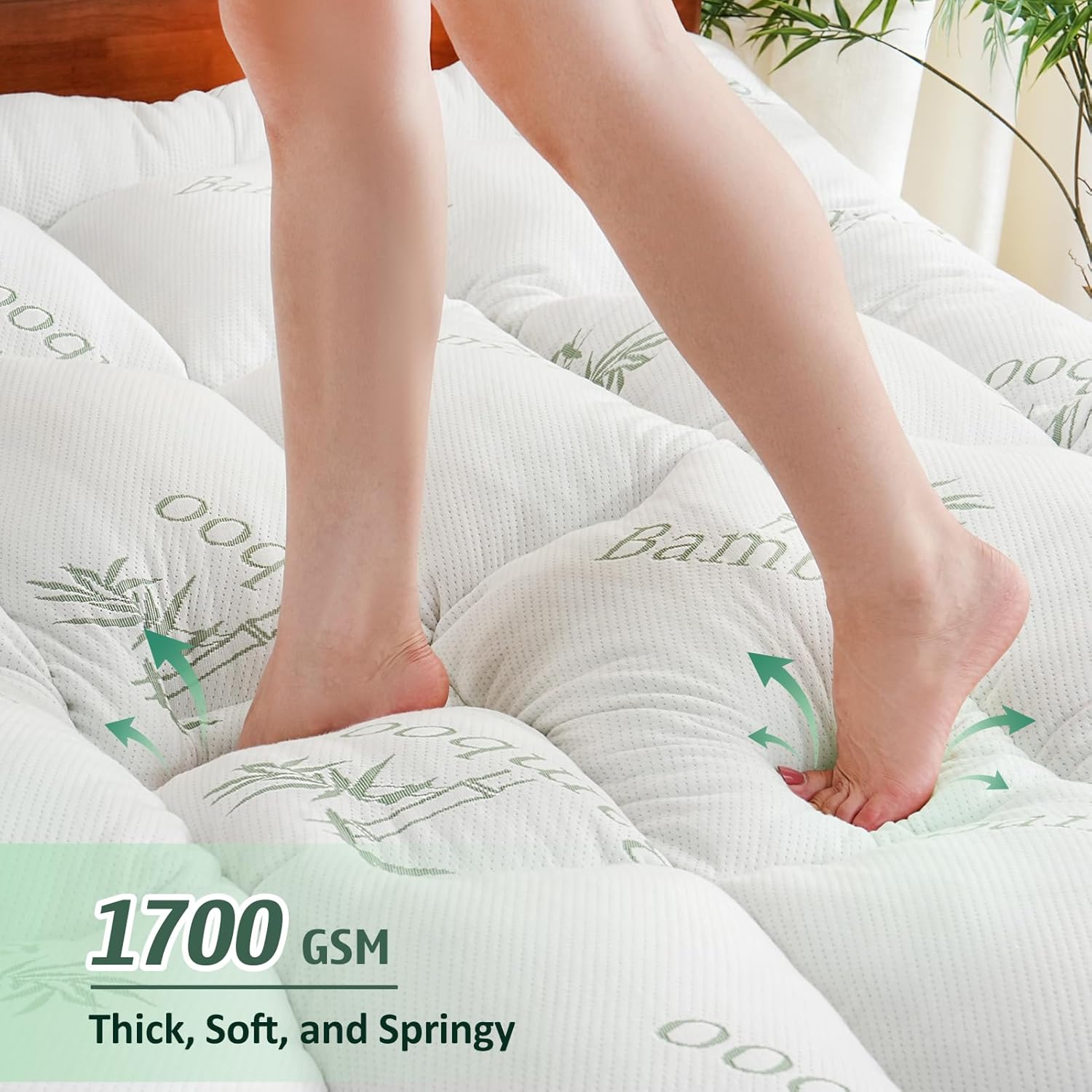 DOWNCOOL 3 Inch Memory Foam Mattress Topper Queen – Cooling Pillow Top Mattress Topper for Back Pain Relief, with Bamboo Viscose Air Layer, 1700 GSM Fill, Deep Pocket Fits 8–21 Inch - Image 7