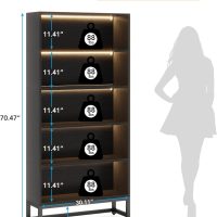 Tribesigns Tall Bookcase Black Bookshelf, 70.8” Large Bookcases Organizer with LED Lights, Heavy Duty Free-Standing Library Bookshelf with 5-Tier Storage Shelves for Living Room, Bedroom (Black) - Image 2