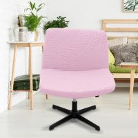 Sunflower Jacquard Armless Chair Cover, Elastic Criss Cross, Mid Back Wide Seat (Pink) - Image 3