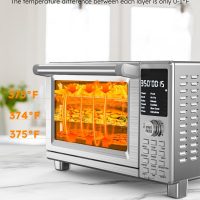 Nuwave Bravo Pro Smart Toaster Oven Countertop, True Air Fryer Combo w/Improved 100% Convection, 35% Crispier, 112 Presets, Customizable Pizza Zones, Integrated Probe, PFAS Free, 30QT, Stainless Steel - Image 6