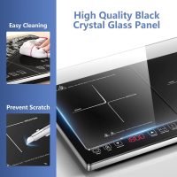 Double Induction Cooktop AMZCHEF Induction Cooker 2 Burners, Low Noise Electric Cooktops With 1800W Sensor Touch, 20 Temperature & Power Levels,Independent Control,3-hour Timer, Safety Lock - Image 8