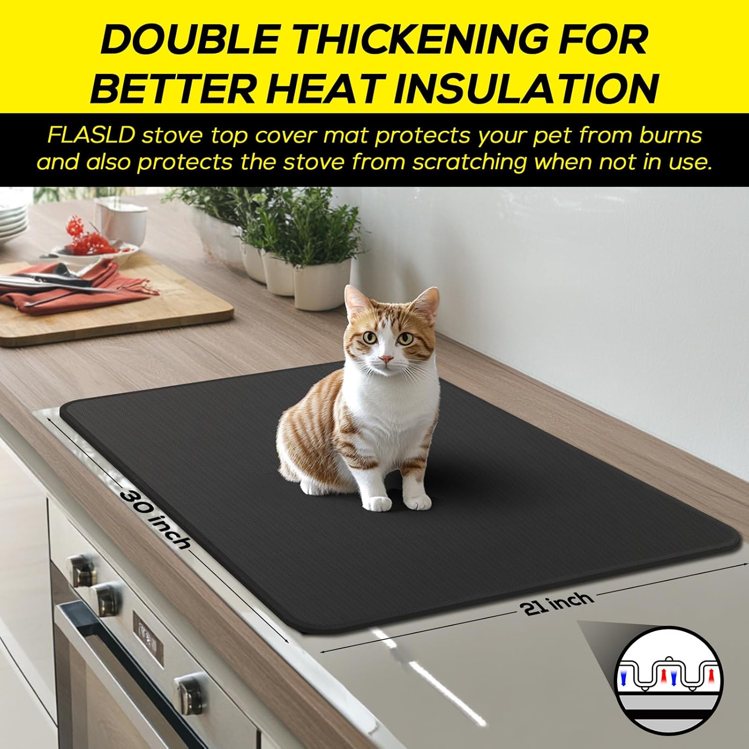 FLASLD Fireproof Electric Stove Top Cover, Heavy Duty Double 29.5×21 Inches Pad for Glass Top Stove, Heat Resistant GlassTop Stove Mat, Kitchen Flat Cooktop Protector for Cat - Image 5