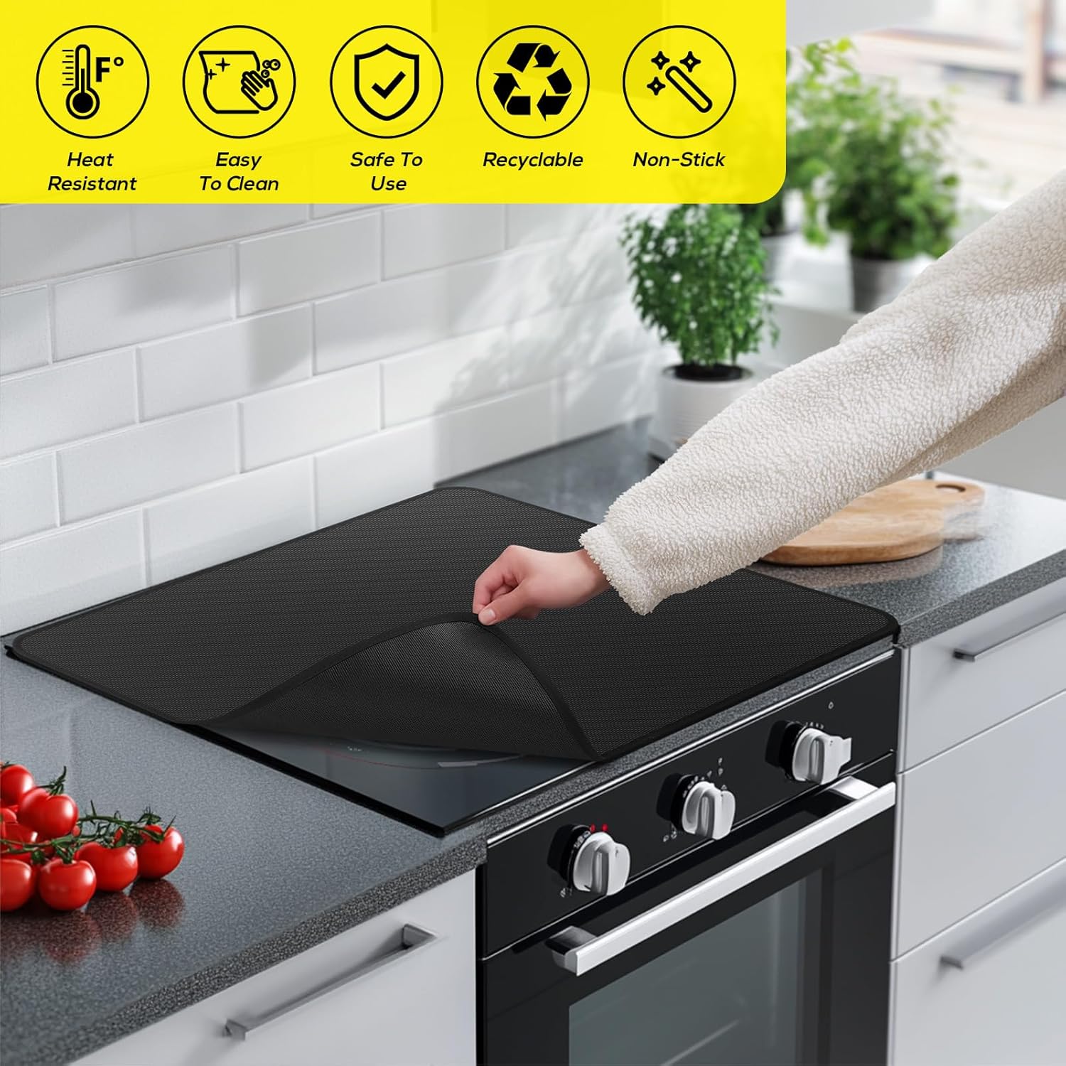 FLASLD Fireproof Electric Stove Top Cover, Heavy Duty Double 29.5×21 Inches Pad for Glass Top Stove, Heat Resistant GlassTop Stove Mat, Kitchen Flat Cooktop Protector for Cat - Image 7